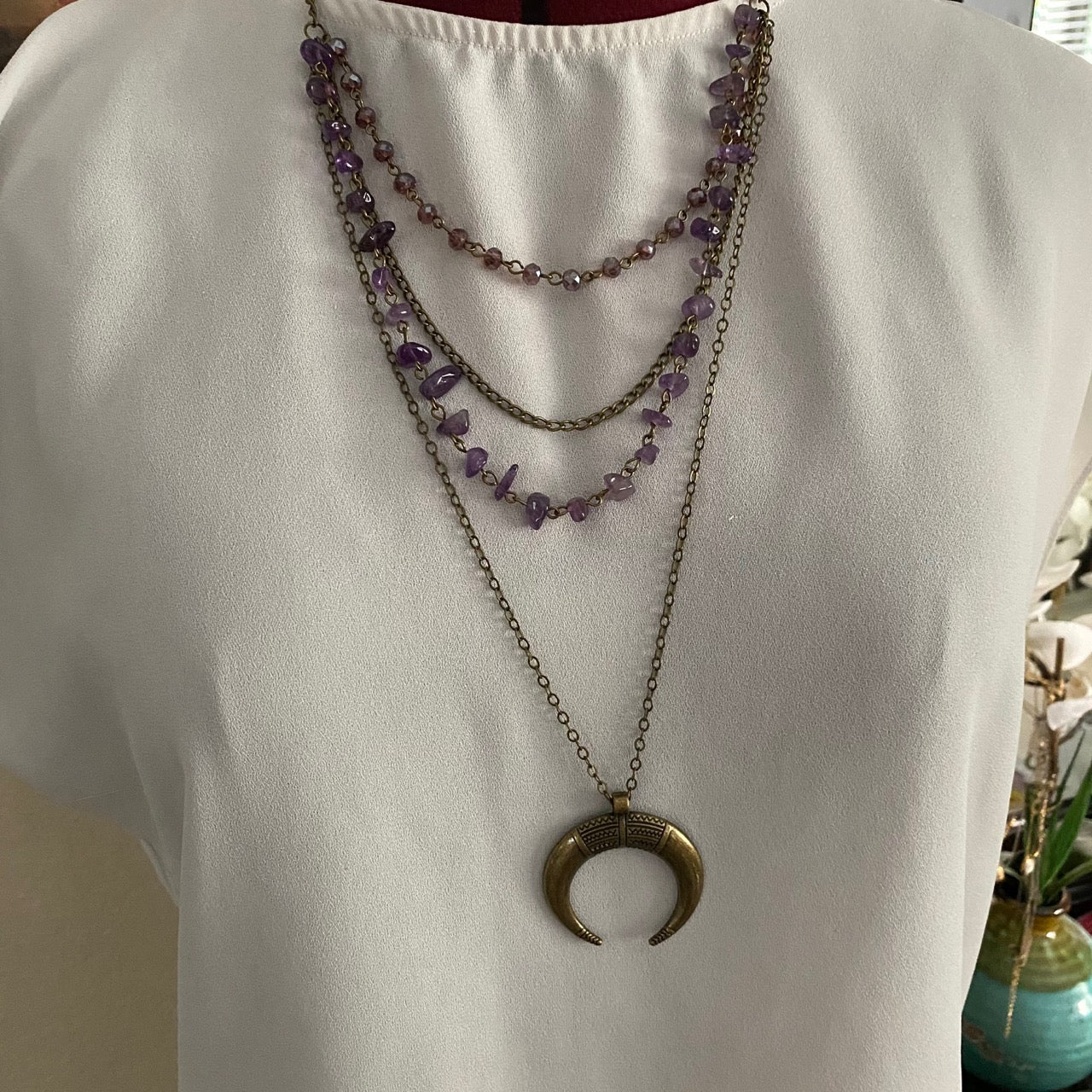 Chunky Whimsical Stone Triple Necklace 12th Summer