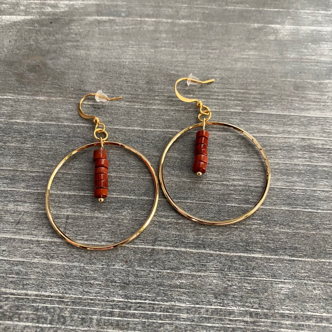 Simple Stone Hoop Earrings