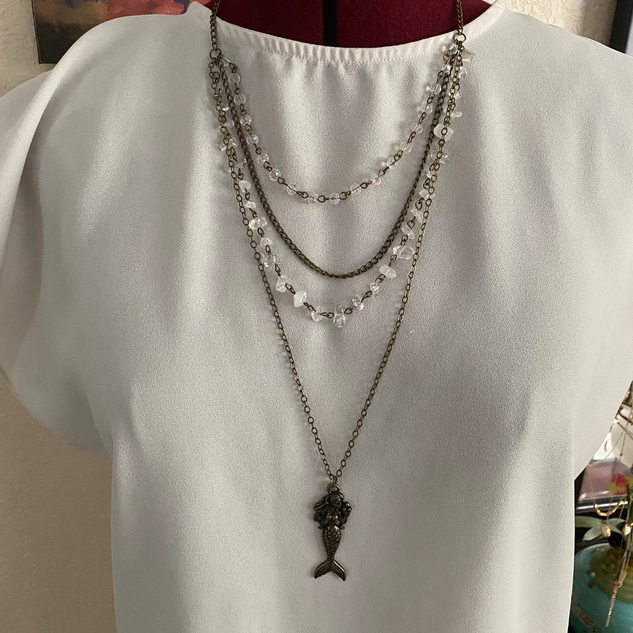 Chunky Whimsical Stone Triple Necklace