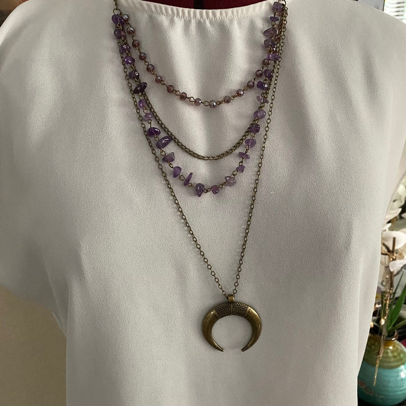 Chunky Whimsical Stone Triple Necklace