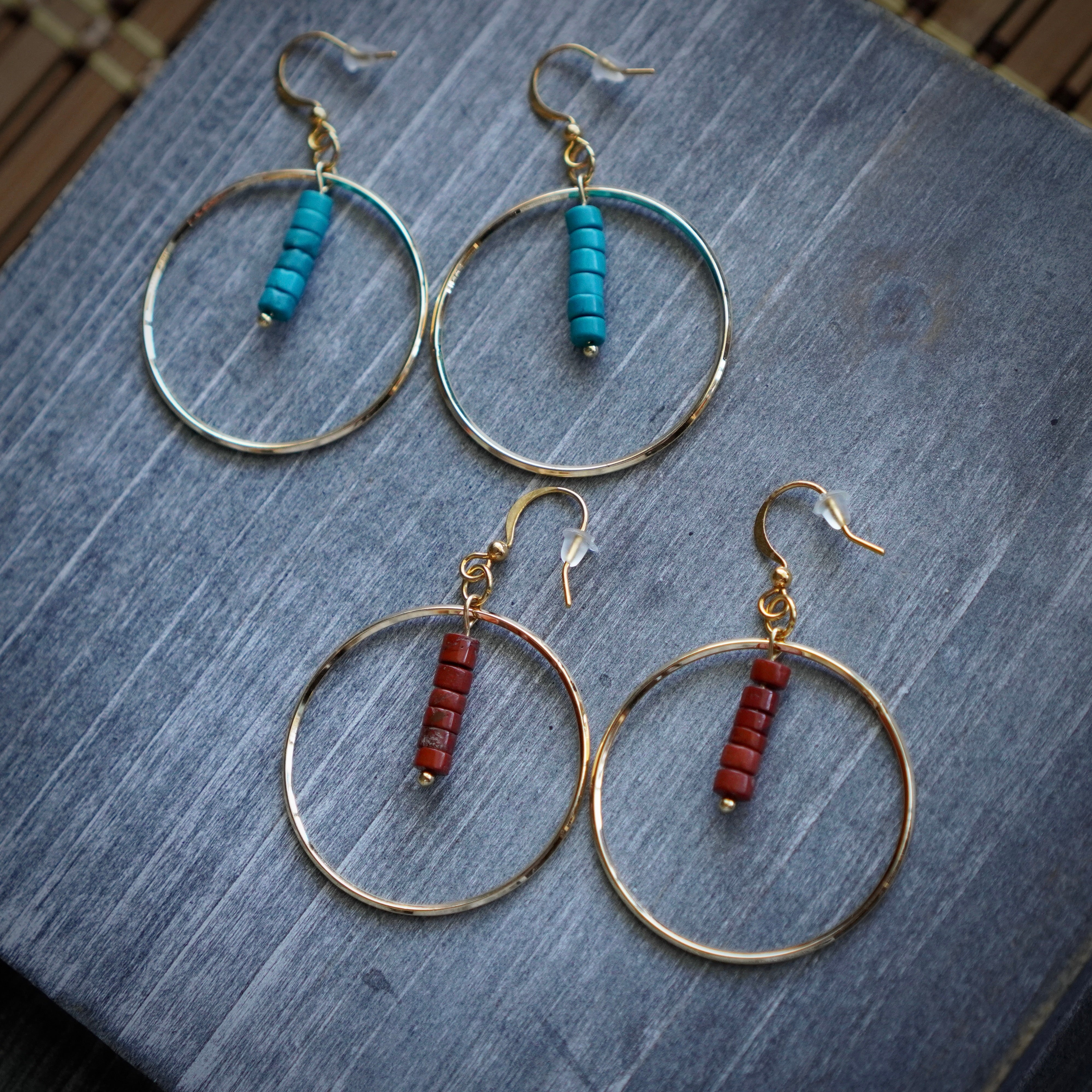 Simple Stone Hoop Earrings