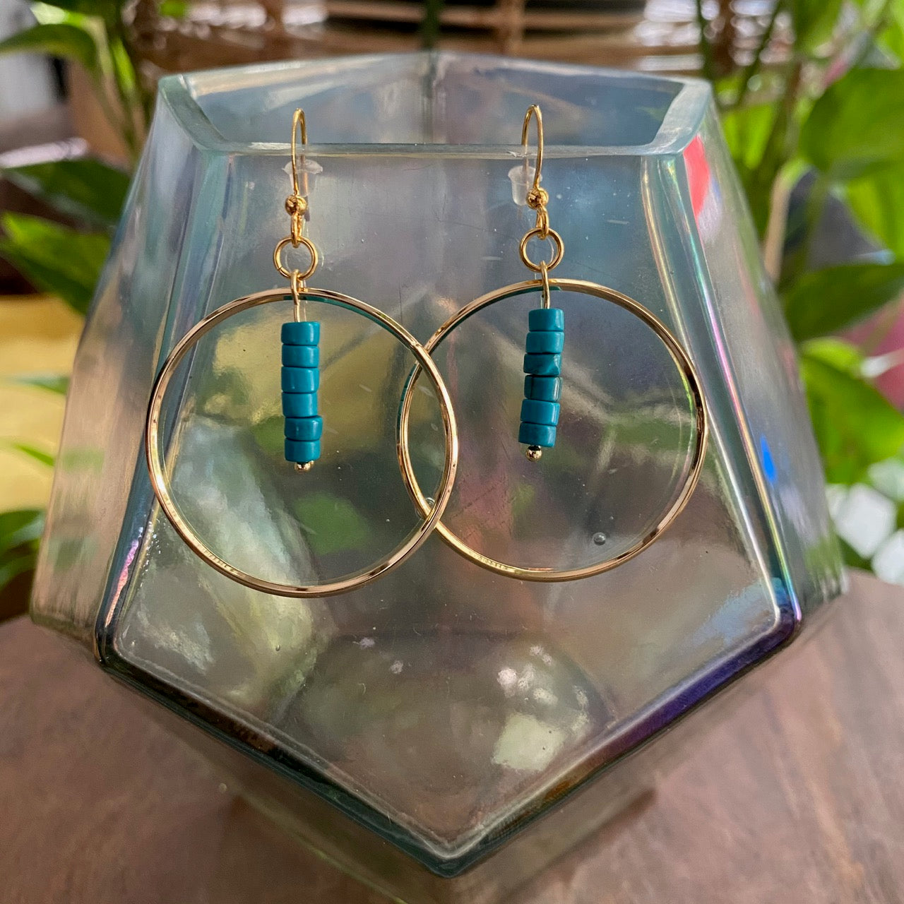 Simple Stone Hoop Earrings 12th Summer